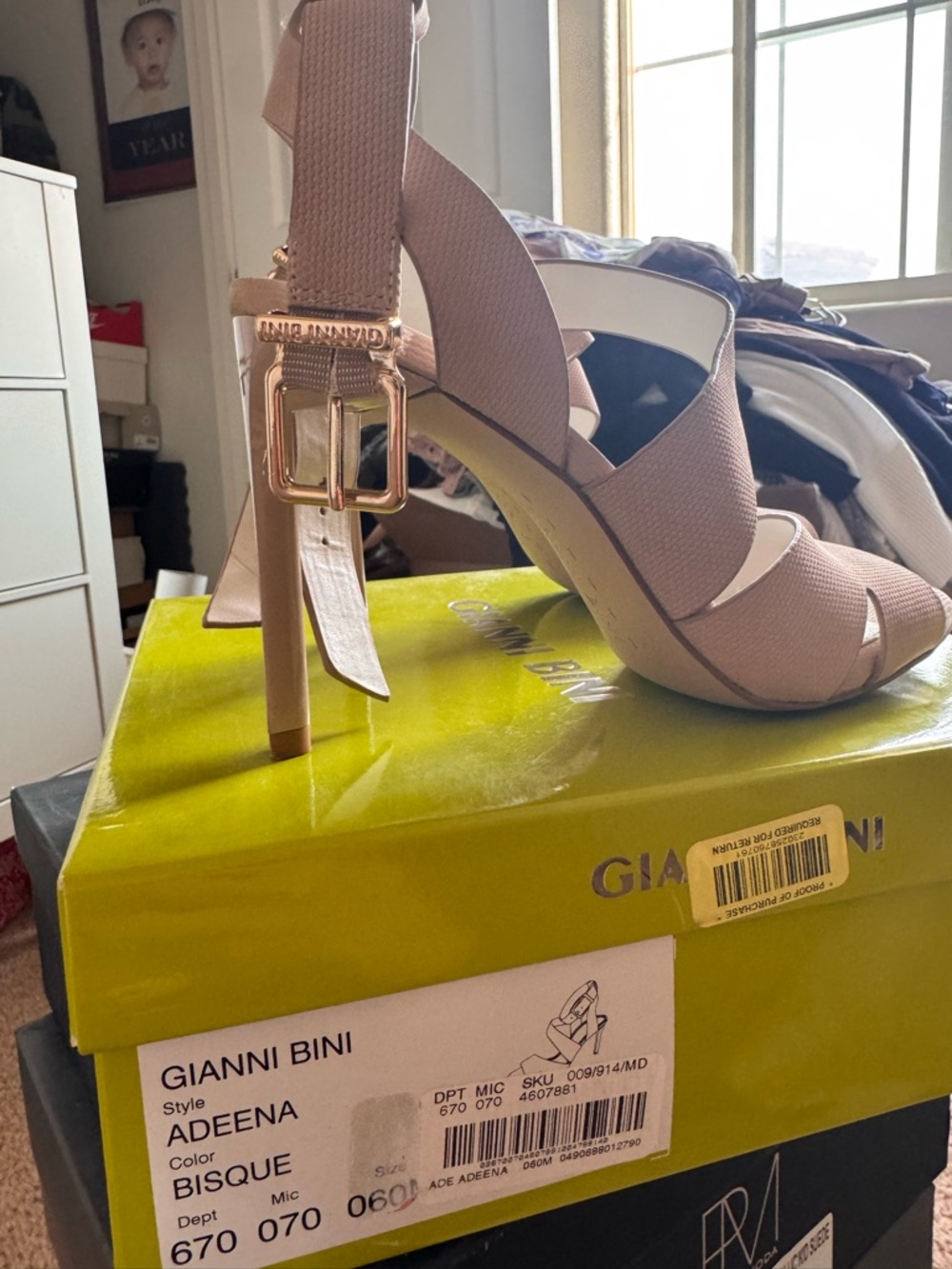 Gianni Bini Textured Blush Strappy High Heel Sandals - Picture 2 of 8